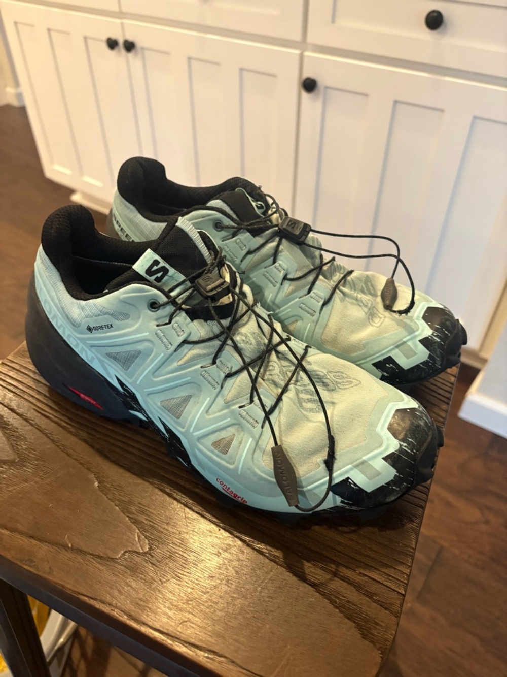 Salomon Mint/Black Trail Running Shoes with Quick-Pull Lacing